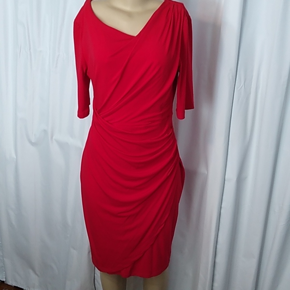 Connected Apparel red elbow-length sleeved dress - size 10
